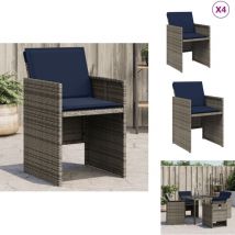 Chaises de jardin avec coussins lot de 4 gris résine tressée - Chaise De Jardin - Chaises De Jardin - Siège De Jardin - Siège D'extérieur
