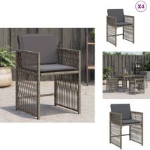 Chaises de jardin avec coussins lot de 4 gris résine tressée - Chaise De Jardin - Chaises De Jardin - Siège De Jardin - Sièges De Jardin