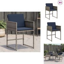 Chaises de jardin avec coussins lot de 4 gris résine tressée - Chaise De Jardin - Chaises De Jardin - Siège De Jardin - Sièges De Jardin