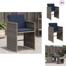 Chaises de jardin avec coussins lot de 4 gris résine tressée - Chaise De Jardin - Chaises De Jardin - Siège De Jardin - Sièges De Jardin