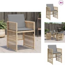 Chaises de jardin avec coussins lot de 4 mélange beige - Chaise De Jardin - Chaises De Jardin - Siège De Jardin - Sièges De Jardin