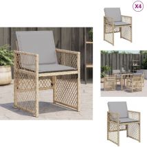 Chaises de jardin avec coussins lot de 4 mélange beige - Chaise De Jardin - Chaises De Jardin - Siège De Jardin - Sièges De Jardin