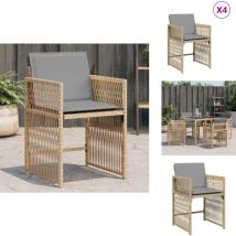 Chaises de jardin avec coussins lot de 4 mélange beige - Chaise De Jardin - Chaises De Jardin - Siège De Jardin - Sièges De Jardin