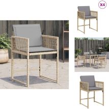 Chaises de jardin avec coussins lot de 4 mélange beige - Chaise De Jardin - Chaises De Jardin - Siège De Jardin - Sièges De Jardin
