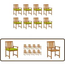 Chaises de jardin avec coussins lot de 8 Bois d'acacia solide - Chaise De Jardin - Mobilier De Jardin - Chaise En Bois - Ensemble De Chaises - Acacia