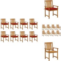 Chaises de jardin avec coussins lot de 8 Bois d'acacia solide - Chaise De Jardin - Mobilier De Jardin - Chaise En Bois - Ensemble De Chaises - Acacia