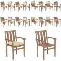 Chaises de jardin empilables avec coussins lot de 8 Teck solide - Chaise De Jardin - Mobilier De Jardin - Chaise Empilable - Teck - Chaise Extérieure