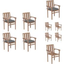 Chaises de jardin empilables avec coussins lot de 4 Teck solide - Chaise De Jardin - Mobilier De Jardin - Chaise Empilable - Teck - Chaise Extérieure