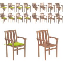 Chaises de jardin empilables avec coussins lot de 8 Teck solide - Chaise De Jardin - Mobilier De Jardin - Chaise Empilable - Teck - Chaise Extérieure