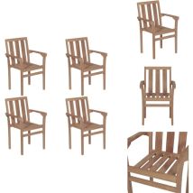 Chaises de jardin empilables lot de 4 Boie de teck solide - Chaise De Jardin - Chaise En Bois - Mobilier De Jardin - Set De Chaises - Chaises