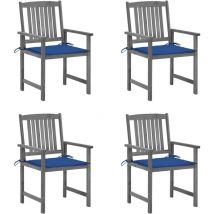 Chaises de jardin et coussins lot de 4 Gris Bois acacia massif