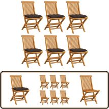 Chaises de jardin et coussins taupe lot de 6 Bois teck massif - Chaise De Jardin Pliable - Chaise De Jardin En Bois - Chaise De Jardin Teck