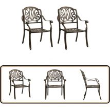 Chaises de jardin lot de 2 Aluminium coulé Bronze - Chaise De Jardin - Mobilier De Jardin - Chaise Extérieure - Fauteuil De Jardin - Aluminium Coulé