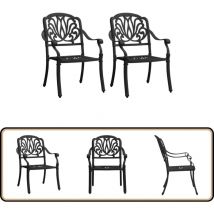 Chaises de jardin lot de 2 Aluminium coulé Noir - Chaise De Jardin - Mobilier De Jardin - Chaise Extérieure - Chaise Patio - Aluminium Coulé