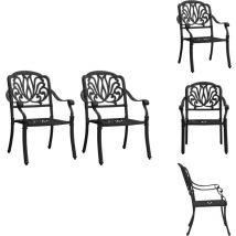 Chaises de jardin lot de 2 Aluminium coulé Noir - Chaise De Jardin - Mobilier De Jardin - Chaise Extérieure - Chaise Patio - Aluminium Coulé