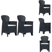 Chaises de jardin lot de 2 avec coussin Anthracite Plastique - Chaise De Jardin - Chaise Extérieure - Mobilier De Jardin - Set De Chaises - Chaises