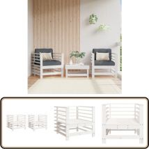 Chaises de jardin lot de 2 blanc bois massif de pin - Chaise De Jardin - Mobilier De Jardin - Salon De Jardin - Chaise Extérieure - Bois Massif