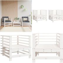 Chaises de jardin lot de 2 blanc bois massif de pin - Chaise De Jardin - Mobilier De Jardin - Salon De Jardin - Chaise Extérieure - Bois Massif