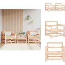 Chaises de jardin lot de 2 bois massif de pin - Chaise De Jardin - Mobilier De Jardin - Chaise Extérieure - Salon De Jardin - Bois Massif