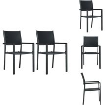 Chaises de jardin lot de 2 Noir Plastique Aspect de rotin - Chaise De Jardin - Chaise Extérieure - Mobilier De Jardin - Design Rotin - Chaise En