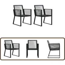 Chaises de jardin lot de 2 Noir Rotin pvc - Chaise De Jardin - Chaises D'extérieur - Mobilier De Jardin - Rotin Pvc - Chaise Design