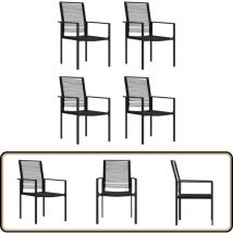 Chaises de jardin lot de 4 Rotin pvc Noir - Chaise De Jardin - Fauteuil De Jardin - Mobilier De Jardin - Set De Chaises De Jardin - Rotin Pvc