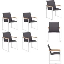 Chaises de jardin lot de 4 Textilène et acier inoxydable Gris - Chaise De Jardin - Chaises De Jardin - Mobilier De Jardin - Table De Jardin - Set De