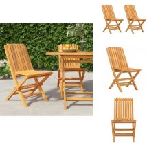Chaises de jardin pliantes lot de 2 47x47x89cm bois massif teck - Chaise De Jardin - Chaise Pliante - Mobilier De Jardin - Teck Massif - Chaise