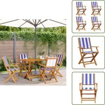 Chaises de jardin pliantes lot de 4 tissu et bois massif - Chaise De Jardin - Fauteuil De Jardin - Mobilier De Jardin - Acacia - Chaise Pliante