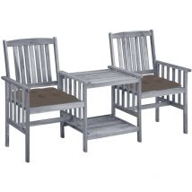 Design In - Chaises de jardin,Siège de Terrasse Chaise d'extérieur avec table à thé et coussins Acacia solide CFW295913