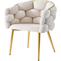 Chaises de luxe en velours 1 chaise à bulles(chaises de salon, chaises de maquillage), pieds en fer plaqué or-beige