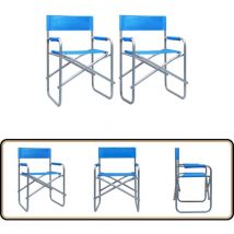 Chaises de metteur en scène lot de 2 Acier Bleu - Chaise Pliable - Chaise De Jardin - Chaise Extérieure - Chaise Résistante Aux Intempéries - Chaise