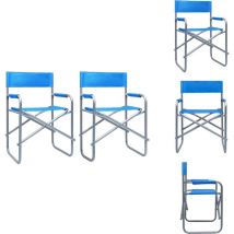 Chaises de metteur en scène lot de 2 Acier Bleu - Chaise Pliable - Chaise De Jardin - Chaise Extérieure - Chaise Résistante Aux Intempéries - Chaise