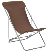 Doc&et² - Lot de 2 Chaises de plage pliables, Chaises de relaxation, Acier et tissu oxford Marron OIB8483E