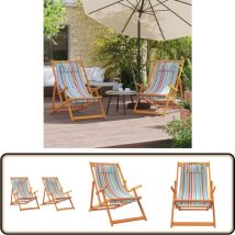 Chaises de plage pliables lot de 2 multicolore tissu - Chaise De Plage - Chaise Pliante - Chaise Inclinable - Mobilier De Jardin - Fauteuil De Jardin
