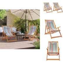 Chaises de plage pliables lot de 2 multicolore tissu - Chaise De Plage - Chaise Pliante - Chaise Inclinable - Mobilier De Jardin - Fauteuil De Jardin