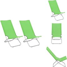 Chaises de plage pliables lot de 2 Vert Tissu - Chaise De Plage - Chaise Pliante - Mobilier De Jardin - Chaise De Camping - Fauteuil De Jardin