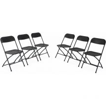 Sweeek - Chaises de réception pliantes – Fiesta – 6 chaises d'appoint en plastique gris foncé et métal