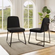 Chaises de salle à manger (2 pcs) avec Structure en Métal chaise rembourrée avec Dossier pour salle à Salon, Noir
