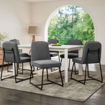 Chaises de salle à manger (6 pcs) en Velours de cuisine avec Structure et Dossier pour salle en Métal noir rembourrée , Gris