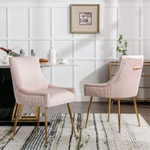Okwish - Lot de 6 chaises de salle à manger à rayures verticales, fauteuil rembourré, pieds en métal avec poignée en métal, chaise longue moderne,