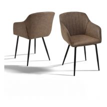 Chaises de salle à manger avec accoudoirs et soutien lombaire pour salon, cuisine et chambre - 6 pièces - Marron foncé