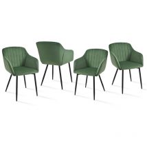 Chaises de salle à manger avec accoudoirs et soutien lombaire pour salon, cuisine et chambre - 4 pièces - Vert