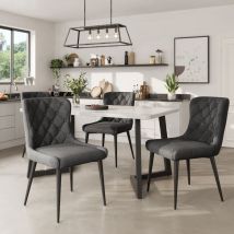 Okwish - Chaises de salle à manger avec dossier (4 pièces), chaise de cuisine avec revêtement en velours, chaise rembourrée en métal, chaise