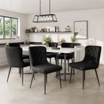 Chaises de Salle à Manger avec Dossier (6 pcs),avec Revêtement en velours, chaise Ergonomique, Pieds de chaise Noirs en fer, Noir
