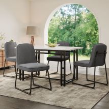 Hauss Spole - Chaises de salle à manger, chaises rembourrées,avec dossier, structure en métal noir, velours, 4 pcs, gris