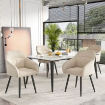 Chaises de salle à manger en velours beige avec pieds en métal - Rembourrées pour plus d'élégance et de confort-4pièces