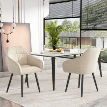 Arturesthome - Chaises de salle à manger en velours beige avec pieds en métal - Rembourrées pour plus d'élégance et de confort-2pièces