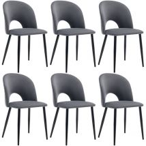Arturesthome - Chaises de salle à manger rembourrées en velours - Dossier en losange, cadre en métal - Ensemble de 6