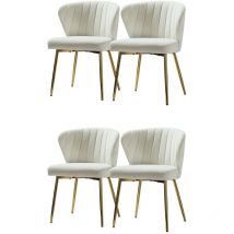 Hulala Home - Lot de 4 Chaises de Salle à Manger en Velours Scandinave Chaises Modernes pour la Cuisine avec Pieds en Métal, Blanc